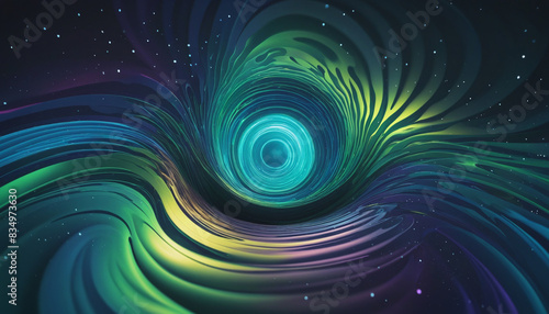 Futuristic iridescent swirl in vibrant purple and green colors, 3D vector illustration on transparent background, perfect for technology and fashion design