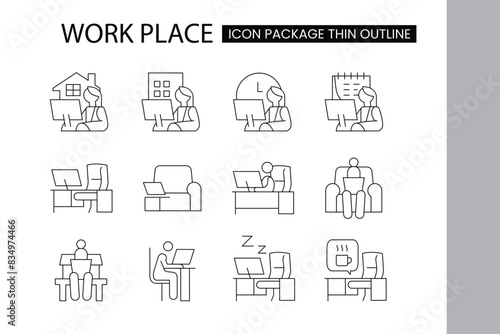 work place thin outline icon Vector design good for website and mobile app