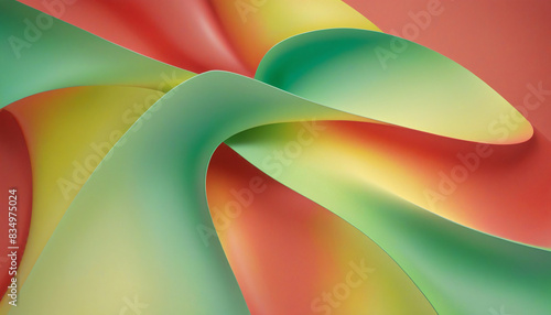Iridescent three-dimensional glossy shape with a green gradient twist, isolated on transparent background