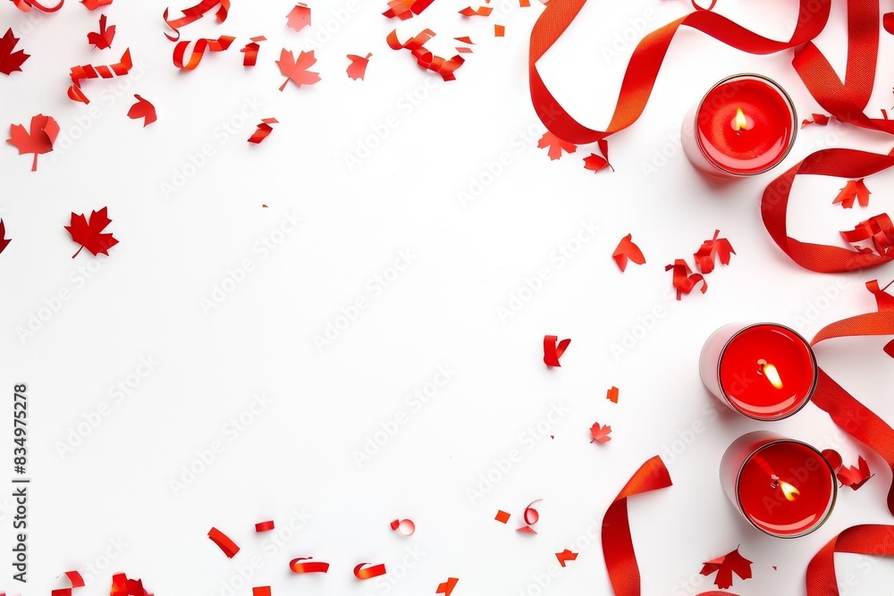 Red Candles and Confetti for Canada Day Celebration Red Candles and Confetti for Canada Day Celebration