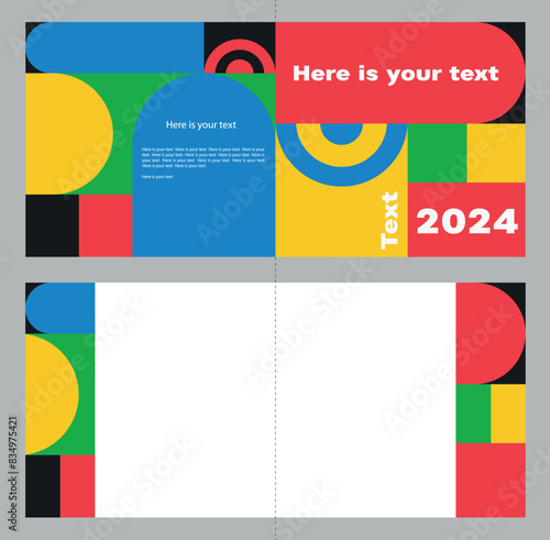 Double-sided abstract olympic games flyer template. Sport games banner. Colorful flyer template with place for text. Geometric vector template banner. Header for letters, websites, mailing lists.