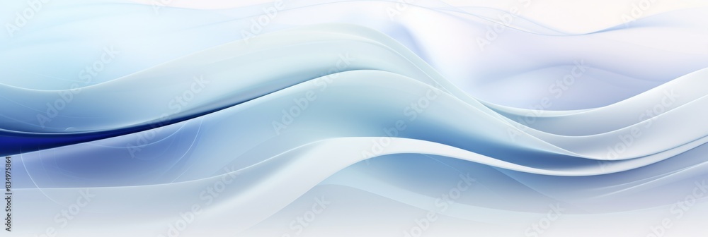 Fototapeta premium Abstract white fabric texture background with flowing, wavy patterns and smooth gradients. Horizontal image with soft, elegant curves and ample space for text.Elegant design, white fabric, abstract 