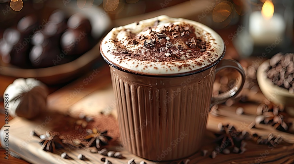 A creamy hot chocolate, with a dusting of cocoa powder. A creamy hot chocolate, with a dusting of cocoa powder.