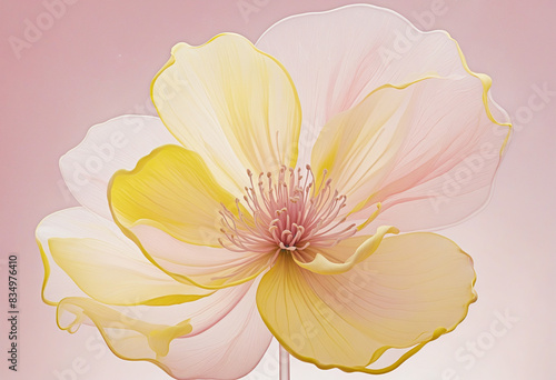 Abstract watercolor painting with generative AI design, featuring a blend of bright colors in a fluid and flowing layout, surrounded by a transparent border with copy space