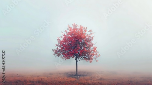 A tree with red and yellow leaves