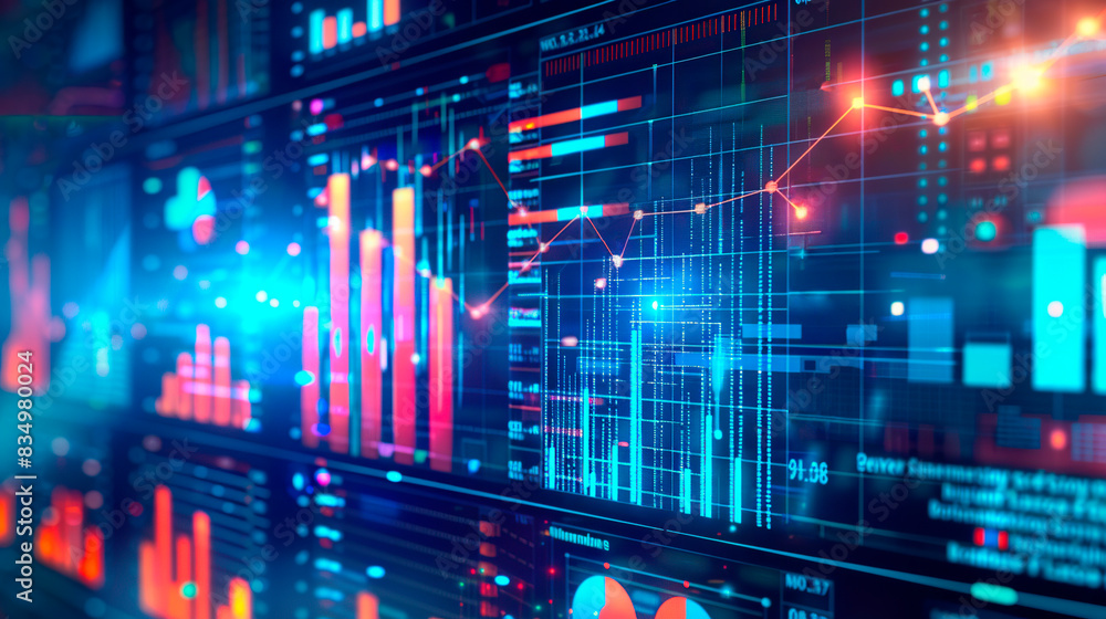Fototapeta premium Business finance analysis report and charts, sales, investment data, digital marketing, financial management technology background