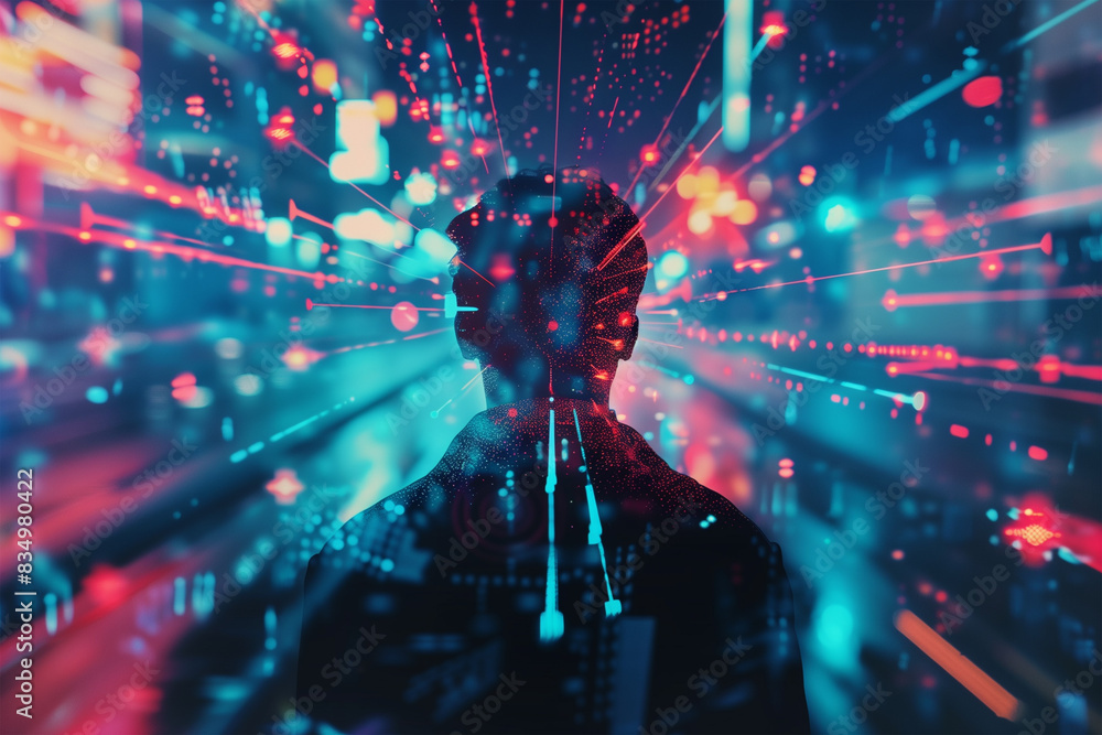 Technology immersing into life creative illustration Technology immersing into life creative illustration