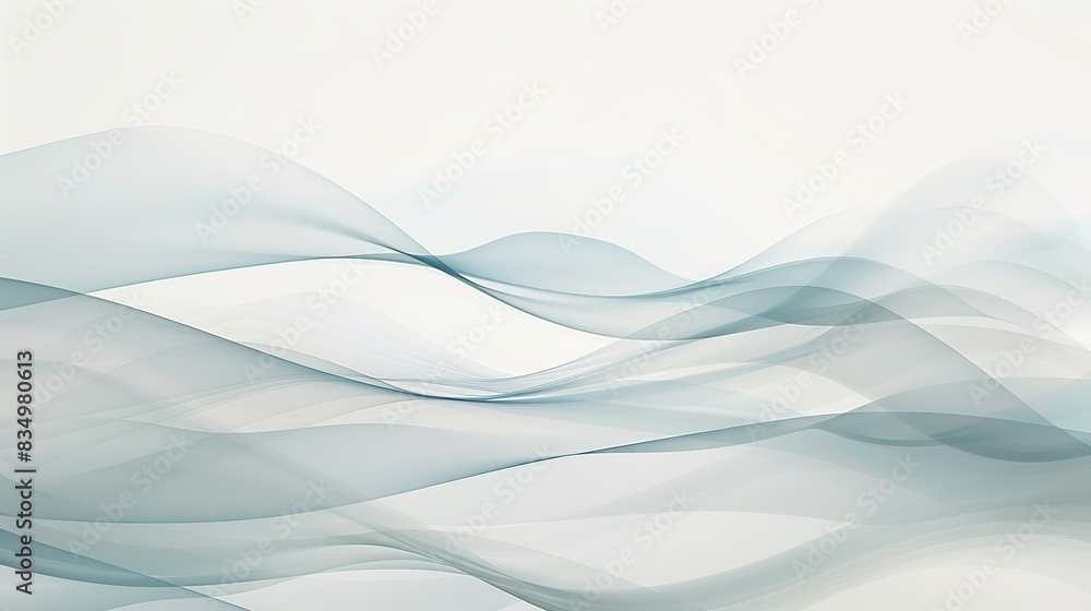 Poster linear minimalistic illustration of blue waves on white background Poster linear minimalistic illustration of blue waves on white background