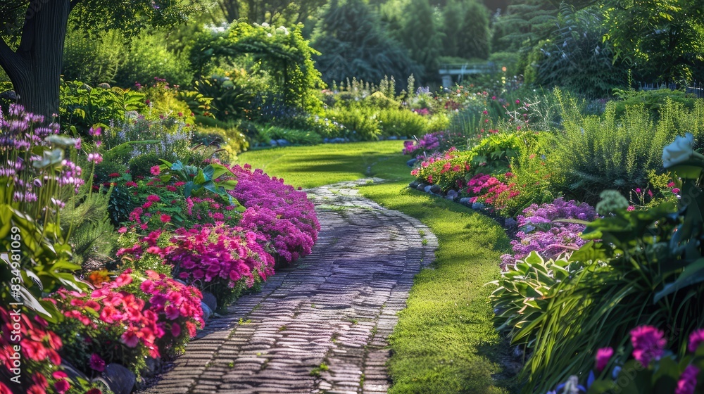 Garden with beautiful flowers. AI generated. Garden with beautiful flowers. AI generated.