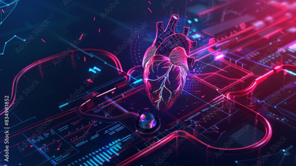 futuristic medical research or heart cardiology health care with diagnosis 