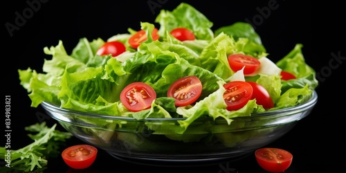 Green salad from leaves and tomatoes Generative AI © Valentine