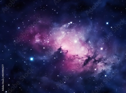 A majestic and colorful galaxy with swirling clouds and bright stars in the vast expanse of space. © Darcraft