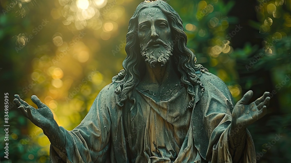 A serene depiction of Jesus Christ with open arms. A serene depiction of Jesus Christ with open arms.