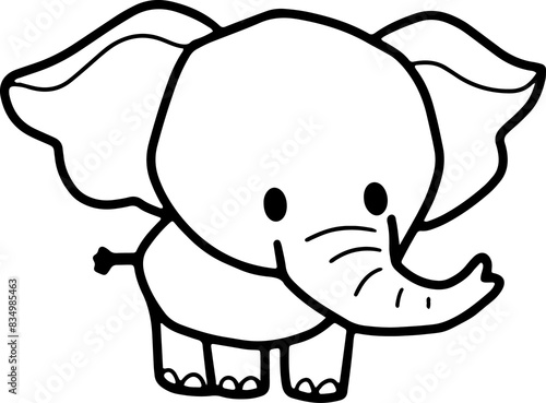 Photography Cute elephant, cartoon animal, wild animal, zoo, coloring book, hand drawn, illu