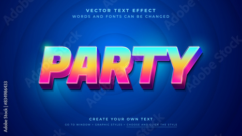 Vibrant 3D Text Effect Party Banner  Vector Editable
