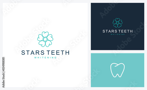 Stars Dental Logo Design. Tooth Icon Design Vector Illustration