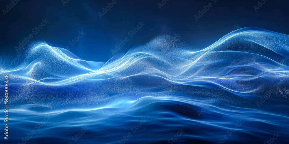 A blue wave with white dots in the water A blue wave with white dots in the water