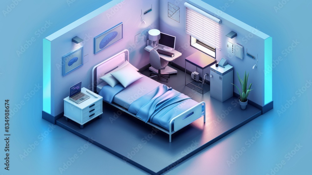 Isometric Quarantine Room Concept Isometric Quarantine Room Concept