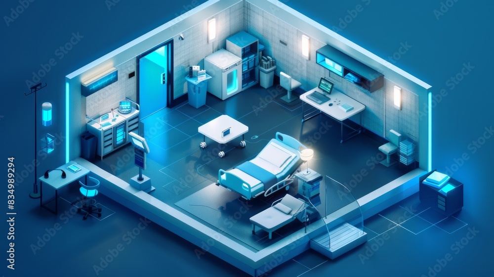 Isometric Quarantine Room Concept Isometric Quarantine Room Concept