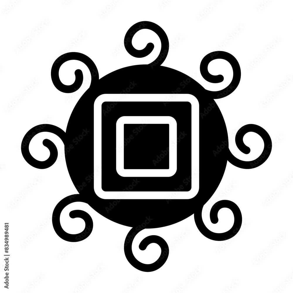 Naklejka premium Get your hands on medieval sun solid icon 
