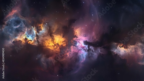 Fototapeta Naklejka Na Ścianę i Meble -  360 degree equirectangular panorama of colorful nebula and galaxy in deep space hdri environment map