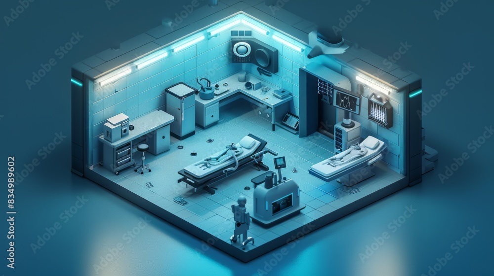 Isometric Quarantine Room Concept Isometric Quarantine Room Concept