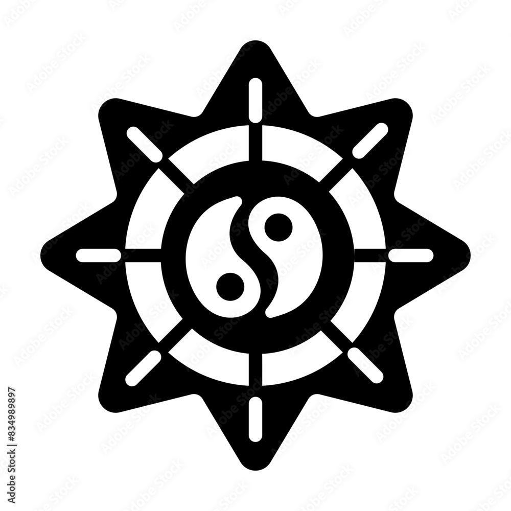 Obraz premium Editable solid style icon of sun harmony 