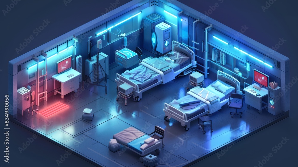 Isometric Quarantine Room Concept Isometric Quarantine Room Concept
