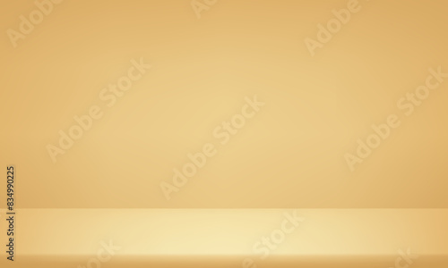 Pastel yellow studio room background. Yellow background vector 3d with podium. Empty room with light effect. Space for selling products on the website. Business backdrop. Vector illustration.