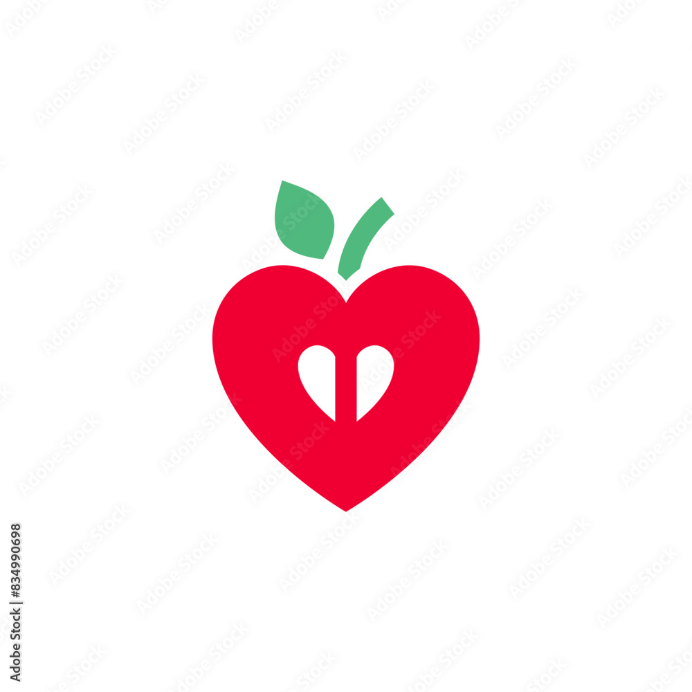 Heart-shaped apple icon, holiday sign designed for celebration symbol, vector trendy modern style. Heart-shaped apple icon, holiday sign designed for celebration symbol, vector trendy modern style.