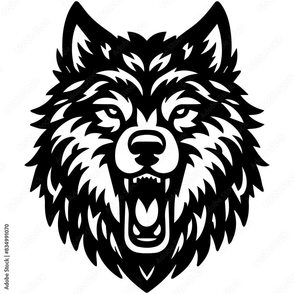 Fototapeta premium wolf head vector, wolf head simple mascot, changeable wolf head logo