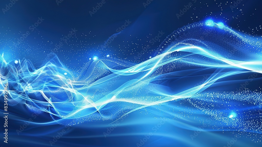 Obraz premium Abstract 3D Rendered Illustration of Electric Wave Design on Blue Background with Futuristic Elements