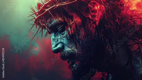 An illustration of Jesus Christ with a crown of thorns.