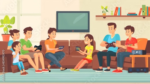 Create an infographic celebrating the importance of family bonding activities such as game nights, outdoor adventures, and movie marathons. © peerawat