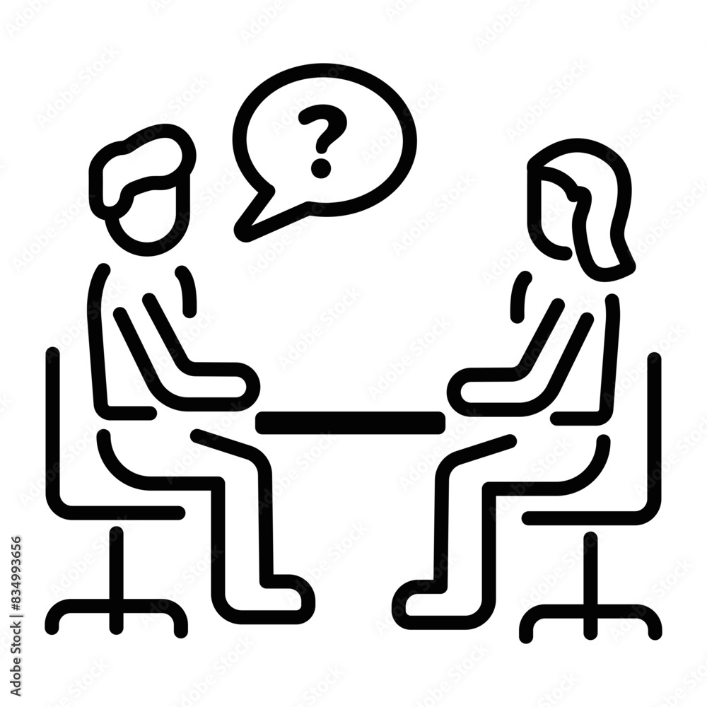 A customizable line icon of interview A customizable line icon of interview