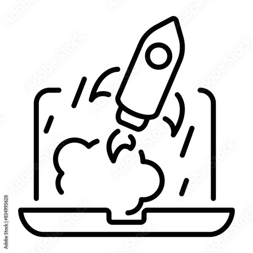 An editable line icon of project startup 