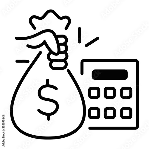 Latest line style icon of budgeting 
