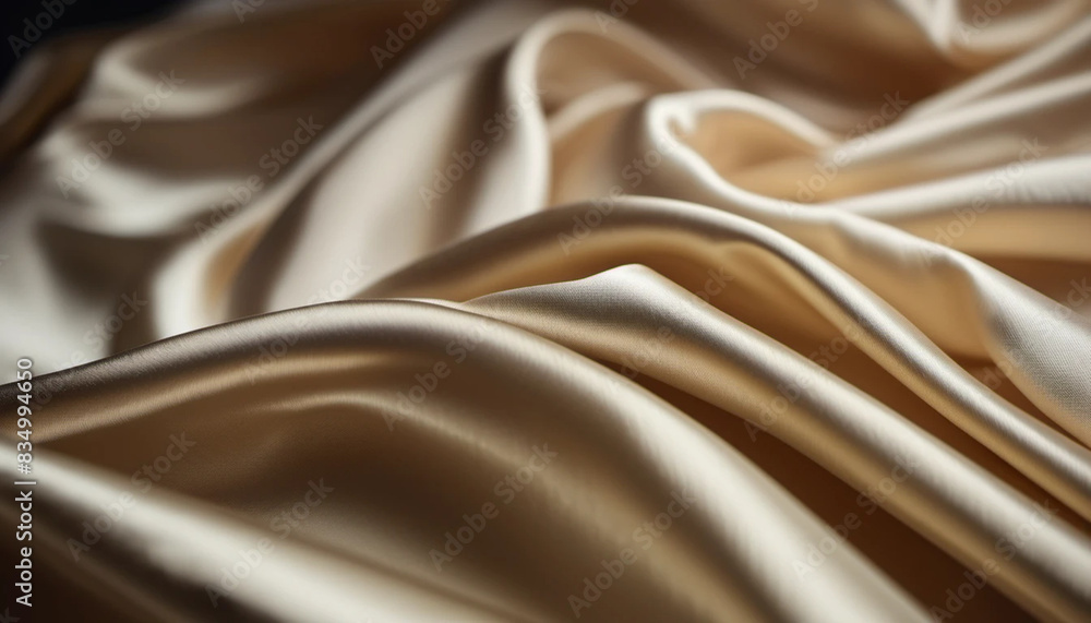 Fototapeta premium Close up of creamy draped silk as a background. 