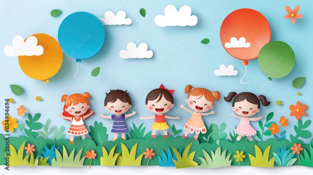 Fototapeta premium A flat children's day graphic with a Spanish background