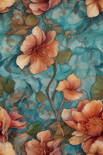 watercolor background with flowers	