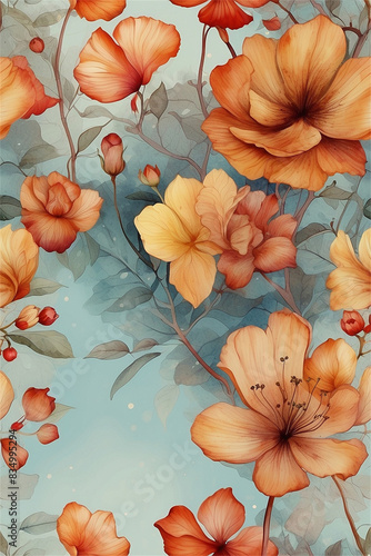 dreamy watercolor background with flowers