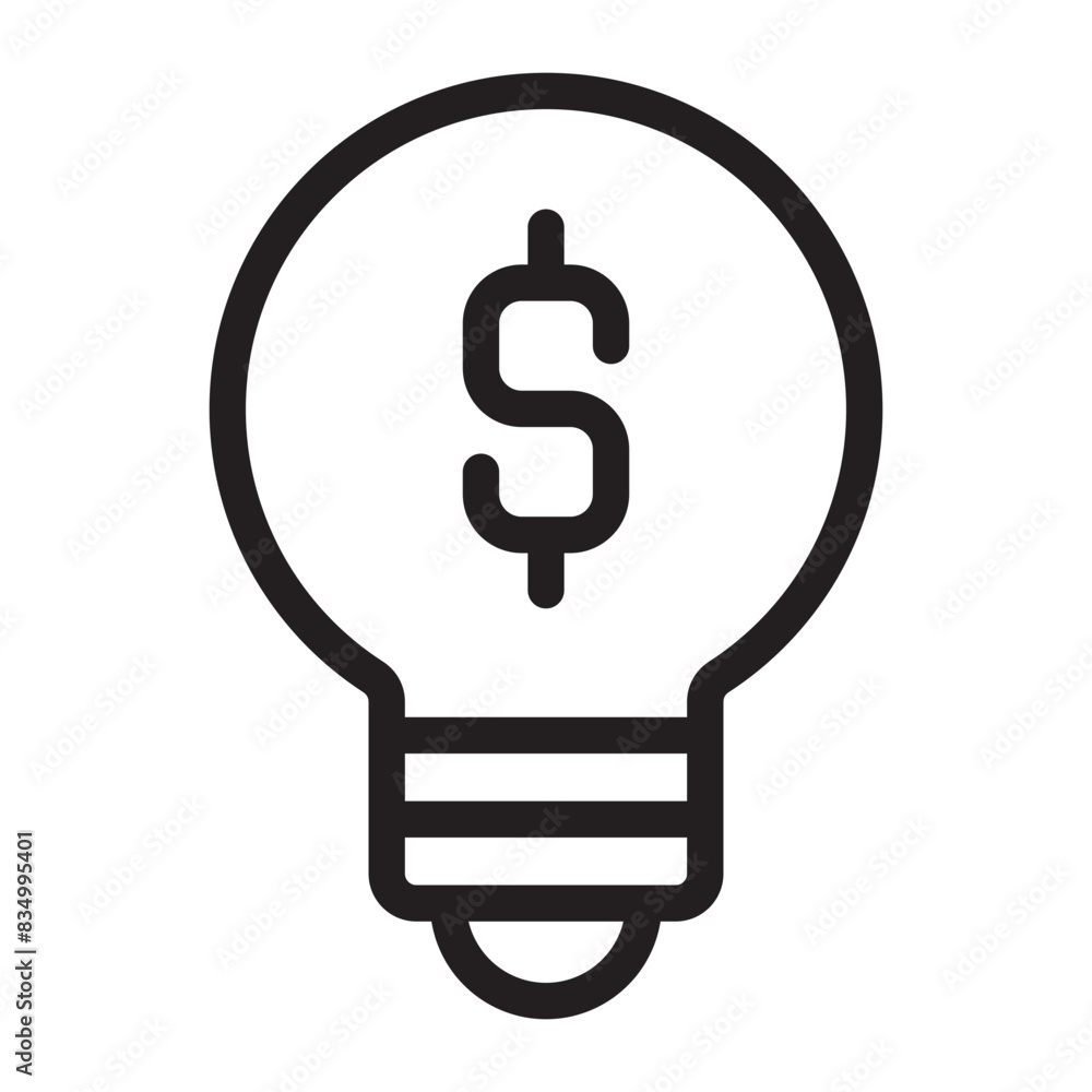 Investmen Money Idea Bulb Icon, Line Art Style Design Isolated On White Background Investmen Money Idea Bulb Icon, Line Art Style Design Isolated On White Background