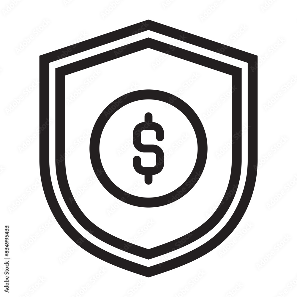 Investmen Money Guard Icon, Line Art Style Design Isolated On White Background Investmen Money Guard Icon, Line Art Style Design Isolated On White Background