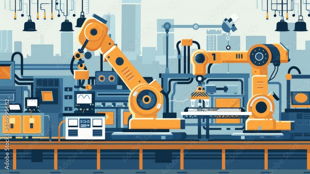 Create an infographic on the principles of robotics and automation. Include examples of industrial robots, service robots, and their applications in various sectors. Create an infographic on the principles of robotics and automation. Include examples of industrial robots, service robots, and their applications in various sectors.