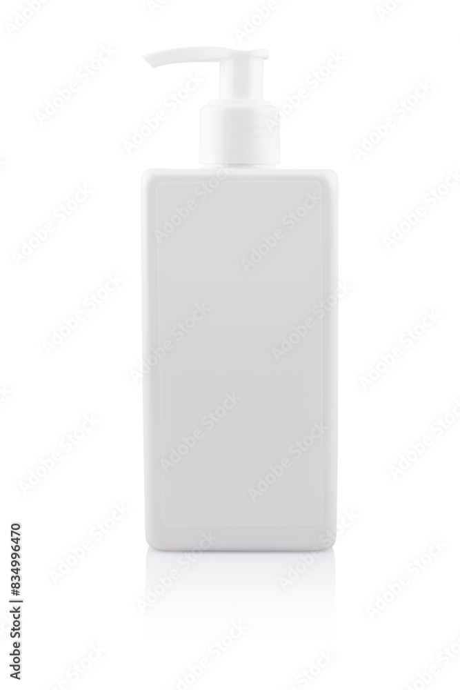 White cream container with pump dispenser isolated on white background White cream container with pump dispenser isolated on white background