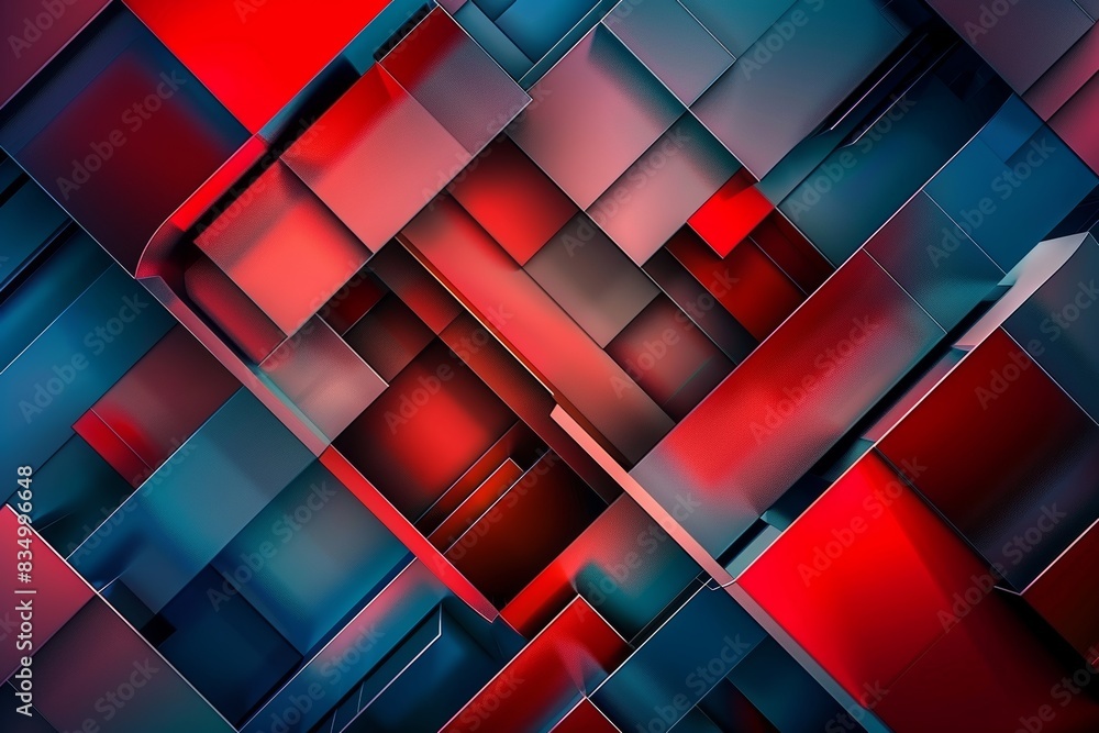 Abstract modern art, intertwined red and blue geometric shapes in a contemporary design Abstract modern art, intertwined red and blue geometric shapes in a contemporary design