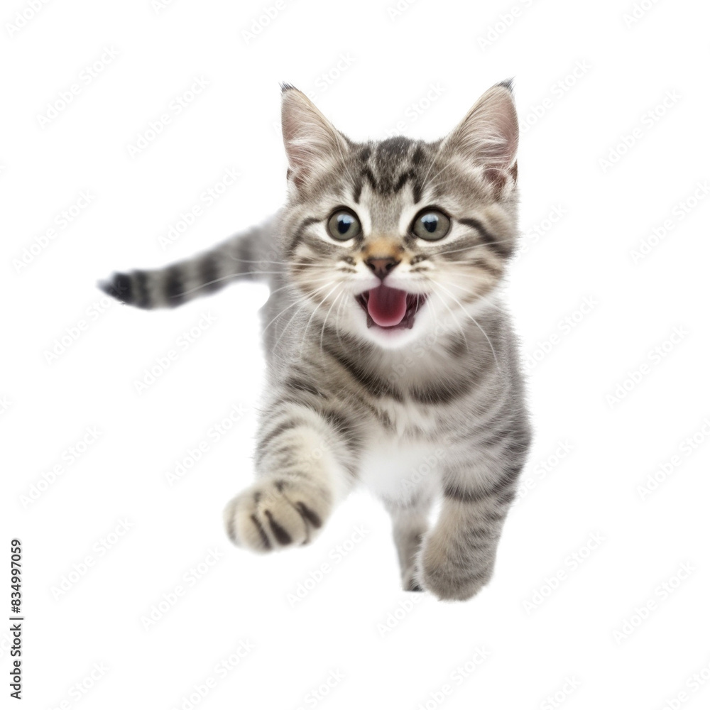 Fototapeta premium Happy cat isolated on transparent background
