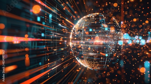 digital globe spinning out of control with fast data transfer information overload concept 3d illustration