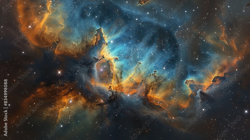 Obraz premium A beautiful image of the Eagle Nebula with its star-forming regions.