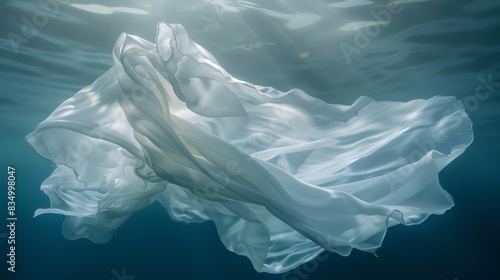 White Fabric Flowing Underwater